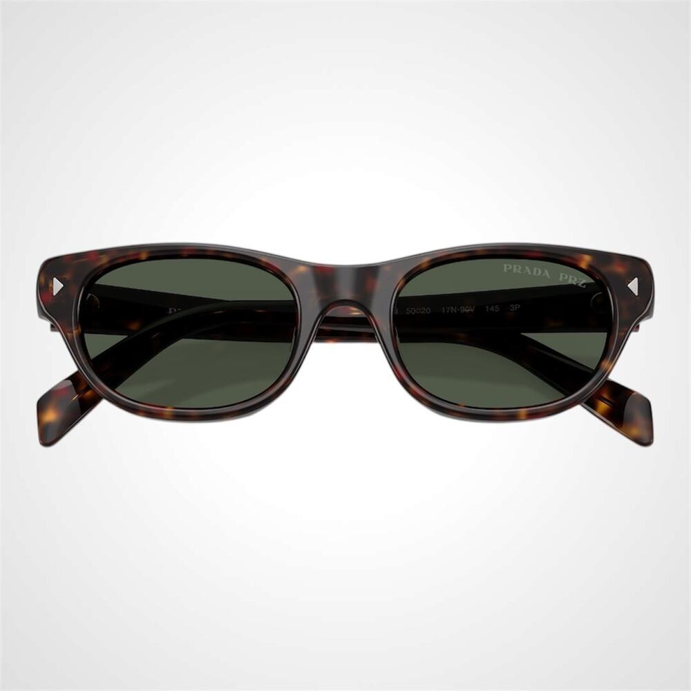 New PRADA Sunglasses Brown Havana Polarized Logo Cat Eye Square Grey Lens 50mm - Picture 5 of 6